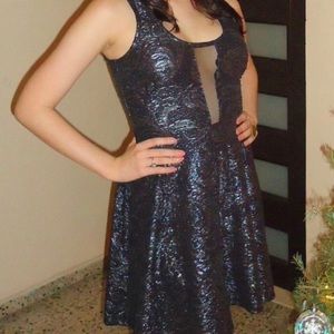 Black and Metallic Grey Dress